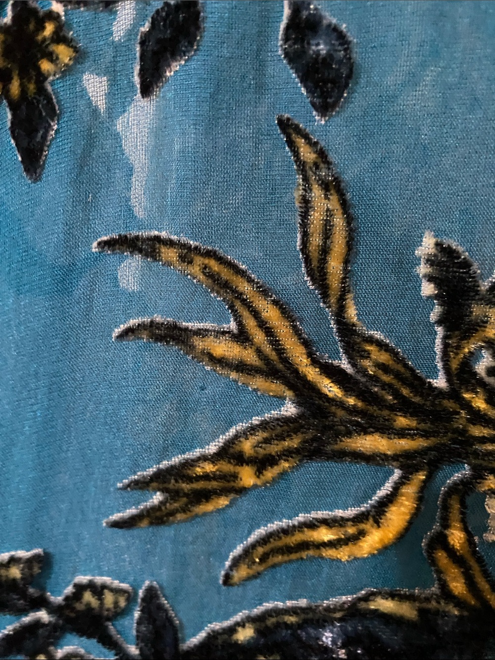 Johnny Was Teal Blue Floral Sheer Button-Up Blouse - Picture 6 of 9